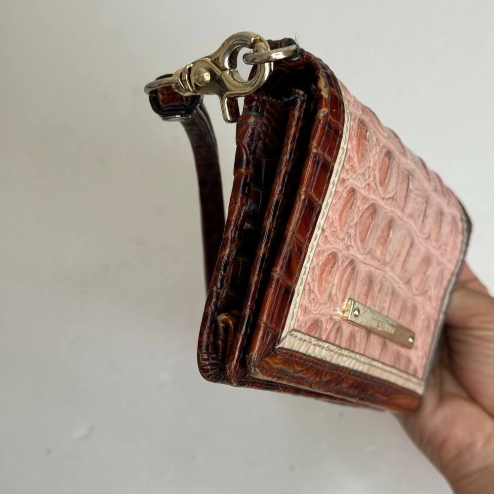 Brahmin Pink and Brown Croc-Embossed Wallet - Picture 3 of 9